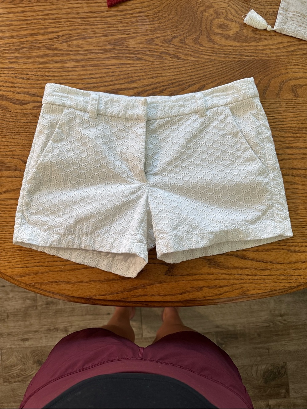 Garnet Hill White Eyelet High-Waist Shorts
